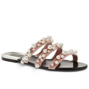 Leith LT Stunner Velvet and Pearl Strap Sandals